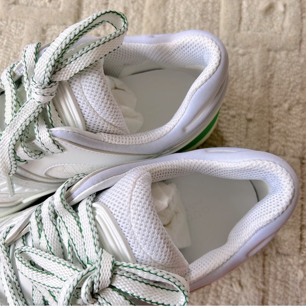 NIB Authentic Gucci GG Plus & Leather Basket Low Top Sneakers White Green 38 - Picture 7 of 9
